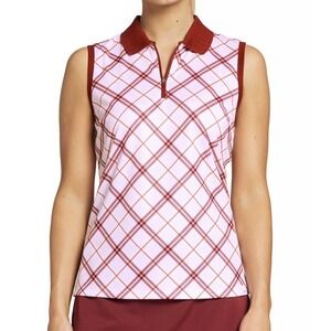 Lady Hagen Womens Sleeveless Golf Polo Bias Clubhouse Windowpane Plaid Size XXL